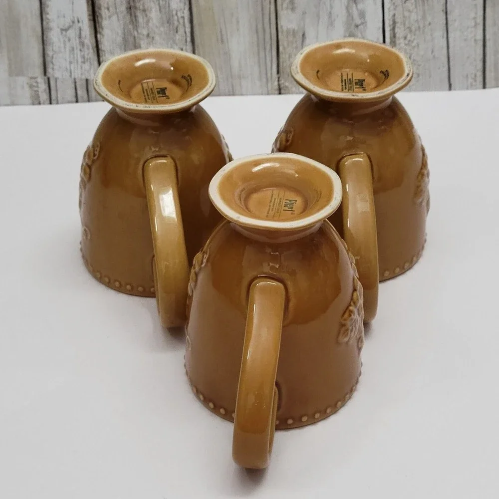 Pier 1 Import Harvest Gold Footed Mugs Set Of 3